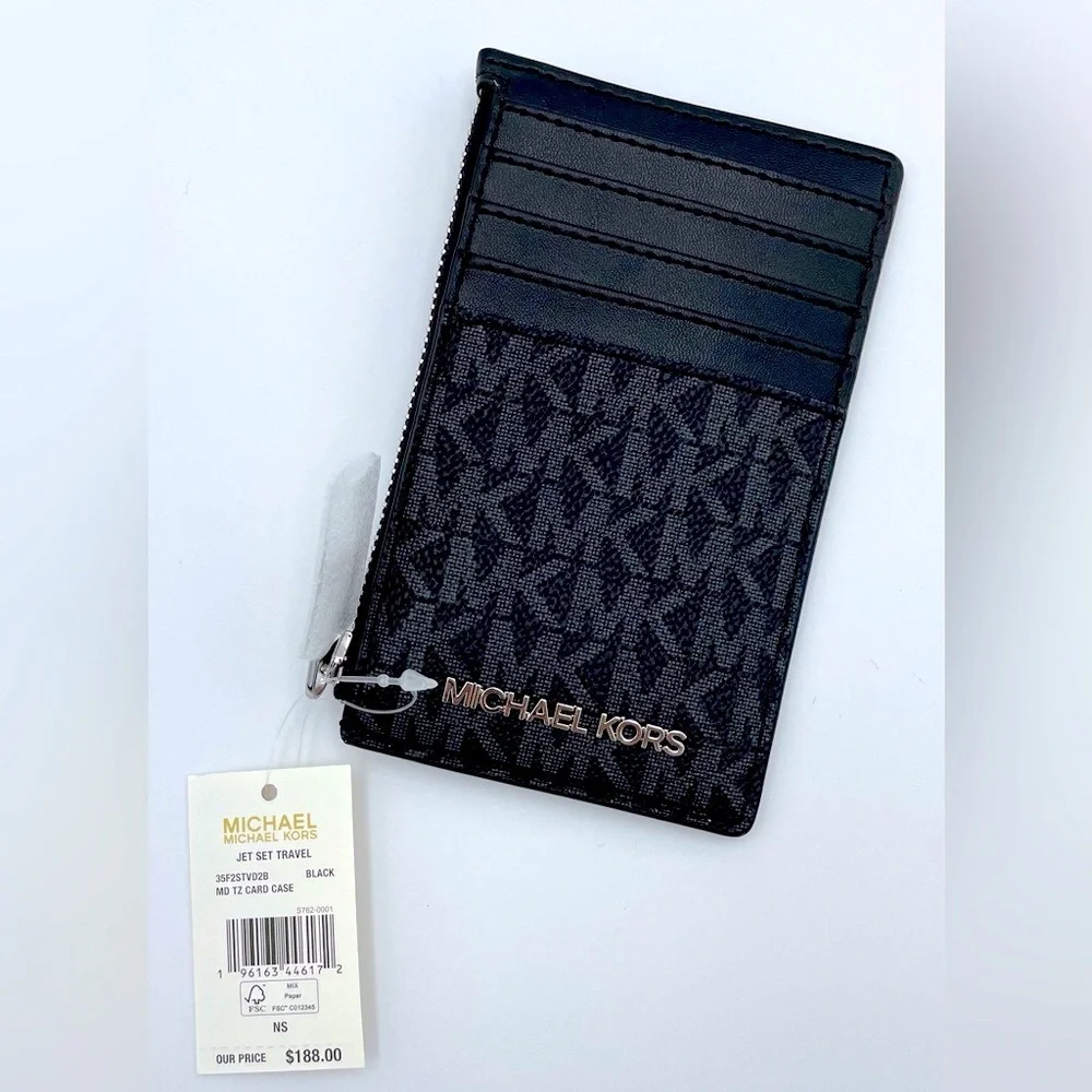 Michael Kors Black Signature Key Card Holder